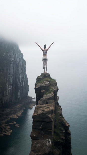 Person practicing yoga meditation outdoors in nature