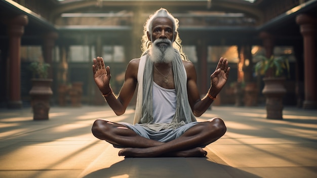 Free Photo person practicing yoga meditation