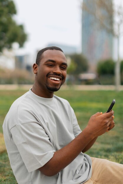 Person reading cell phone messages