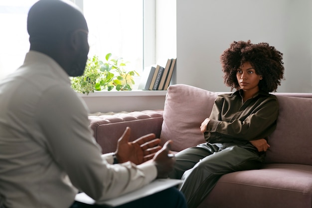 Person sharing feelings and emotions during therapy session