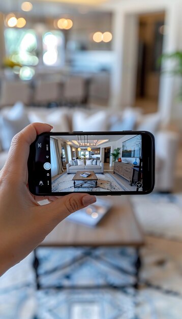 Person showcasing their home through smartphone