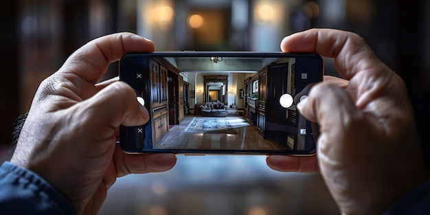 Free photo person showcasing their home through smartphone