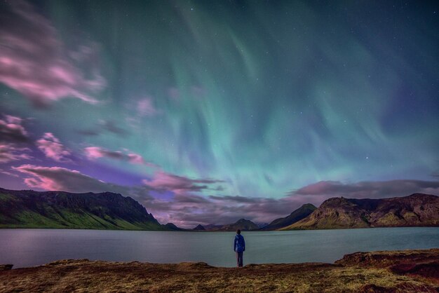 Person standing front of body of water