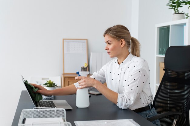 Person taking care of office cleaning