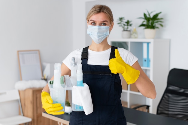 Person taking care of office cleaning