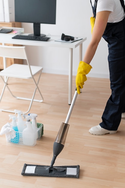 Person taking care of office cleaning