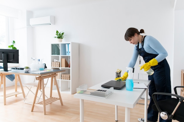 Person taking care of office cleaning