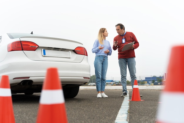 Person taking driver's license exam