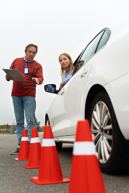 Person taking driver's license exam