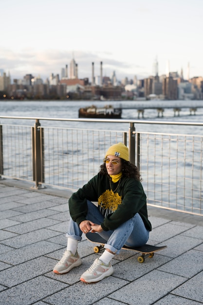 Person using eco transport in new york