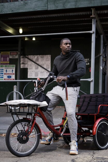 Person using eco transport in new york