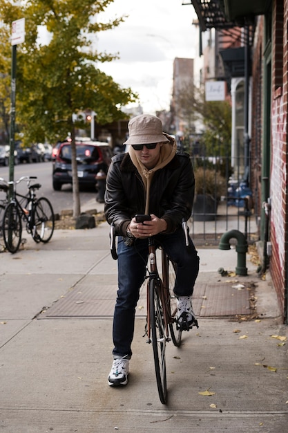 Person using eco transport in new york