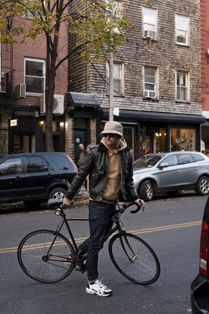 Person using eco transport in new york