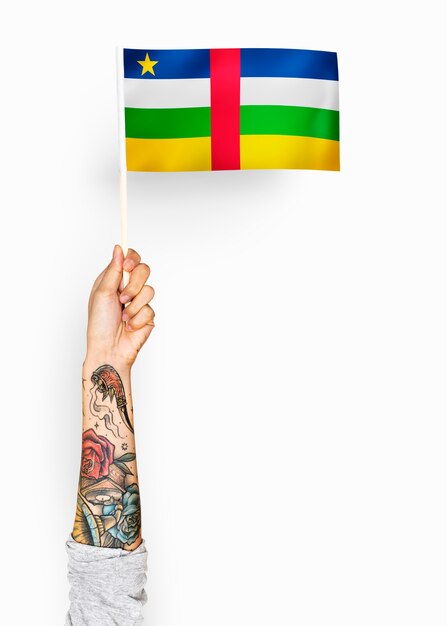 Person waving the flag of the Central African Republic