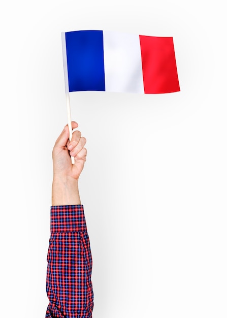 Person waving the flag of French Republic