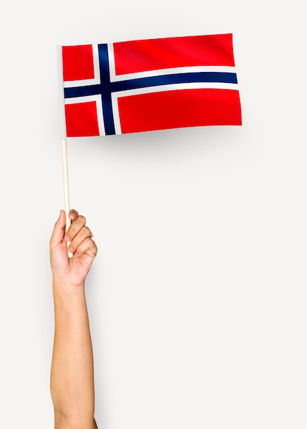 Free photo person waving the flag of kingdom of norway