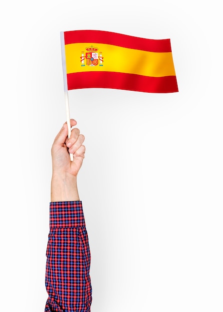 Free Photo person waving the flag of kingdom of spain