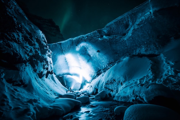 Free Photo person on white cave