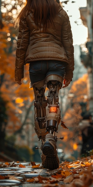 Free Photo person with futuristic robotic body part