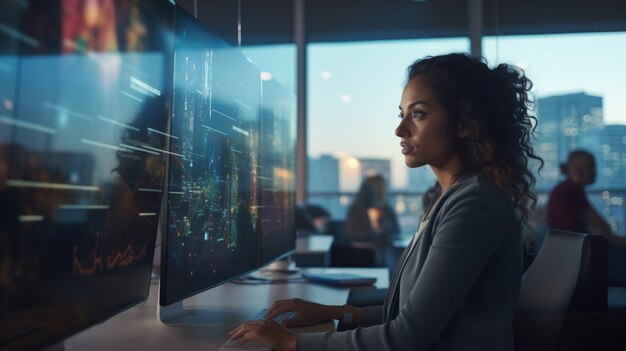 Person working in a futuristic office