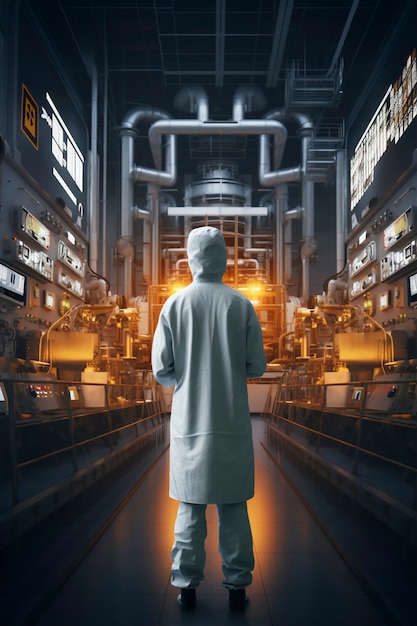 Free photo person working at a nuclear power plant