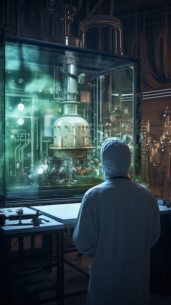 Free photo person working in a nuclear research laboratory