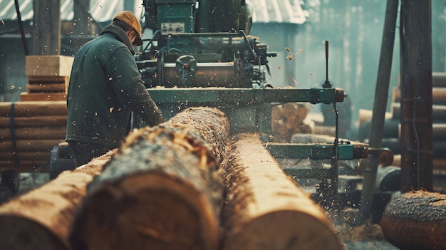 Person working in the wood working industry and factory