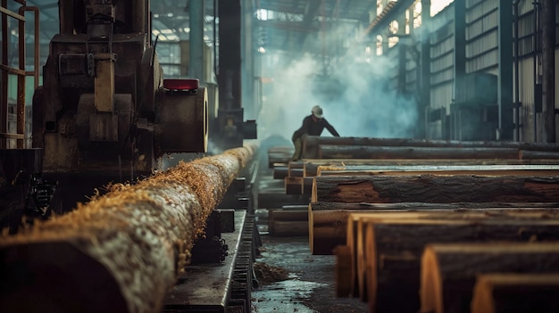 Free Photo person working in the wood working industry and factory