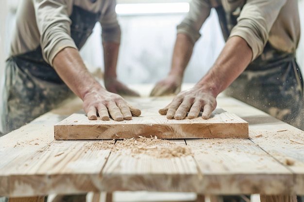 Person working in the wood working industry and factory