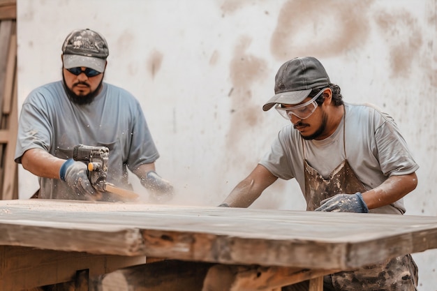 Free photo person working in the wood working industry and factory