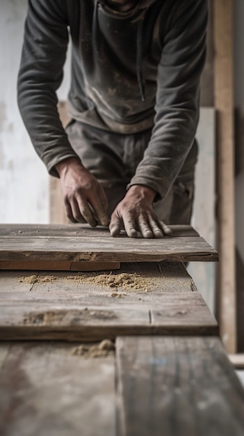 Person working in the wood working industry and factory