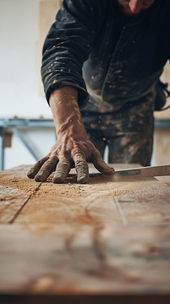 Person working in the wood working industry and factory