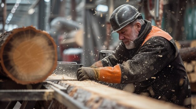 Person working in the wood working industry and factory