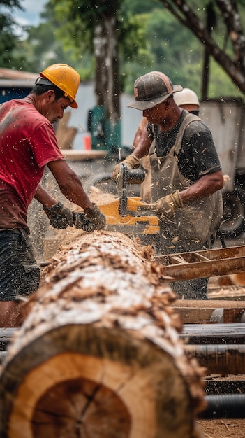 Person working in the wood working industry and factory