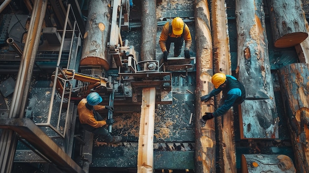 Person working in the wood working industry and factory