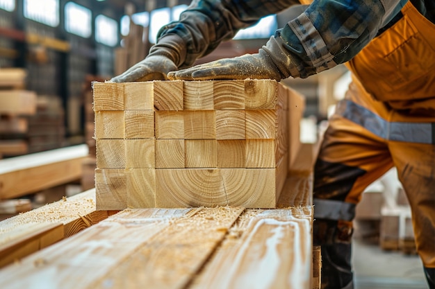 Person working in the wood working industry and factory