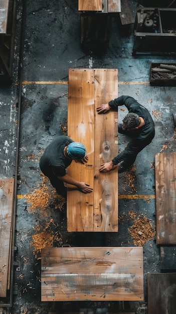 Person working in the wood working industry and factory