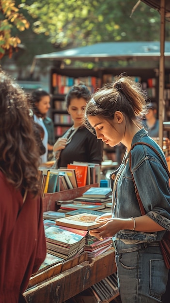 Free photo person at a yard sale looking for bargains amongst miscellaneous items