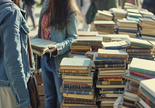 Free photo person at a yard sale looking for bargains amongst miscellaneous items