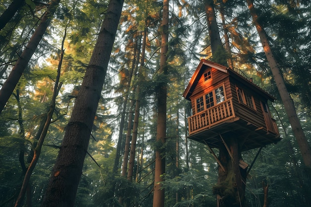 Free Photo perspective of tree with beautiful canopy and tree house