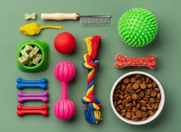 Free photo pet accessories still life concept set