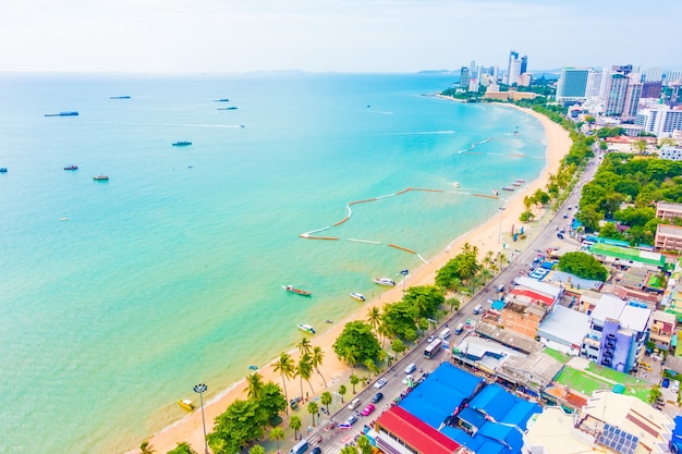 Photo of a beach town view from above