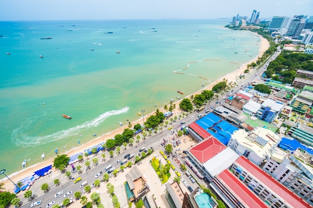 Photo of a beach town view from above