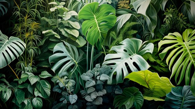 Photo Composition of Lush Tropical Plants