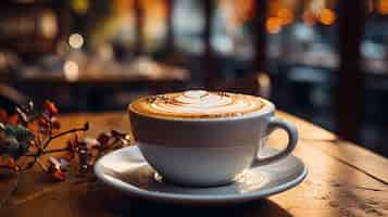 Free photo photo of cup of coffee on a table background