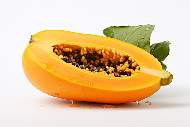 Free Photo photo of a papaya cut in half on a white background