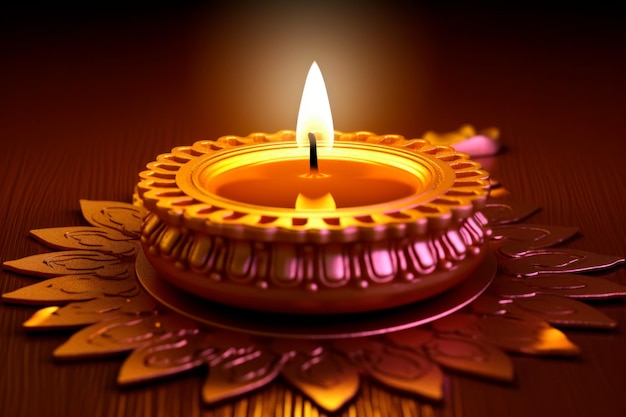 Free Photo photo of realistic indian candle on wooden table