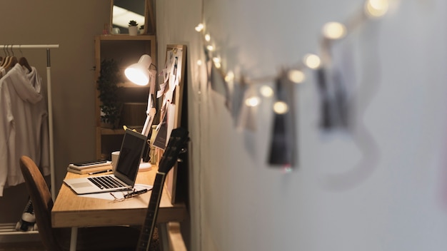 Photo rope leading to home office desk