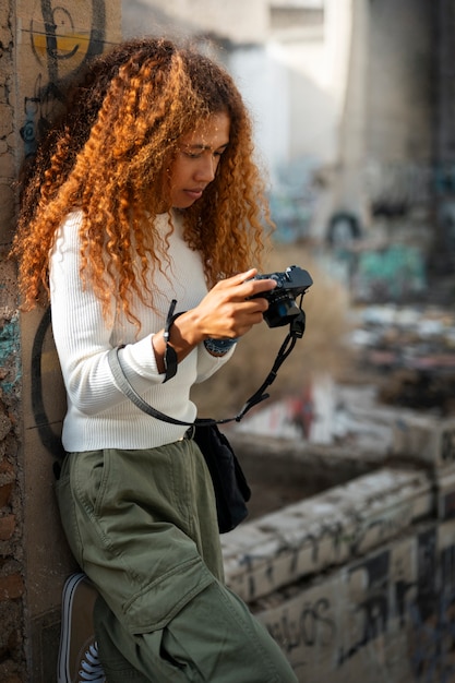 Photographer exploring abandoned location