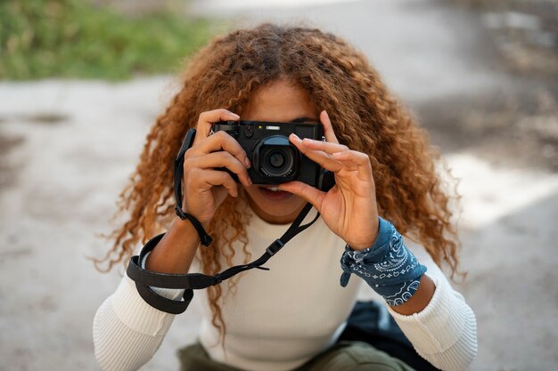 Photographer exploring abandoned location